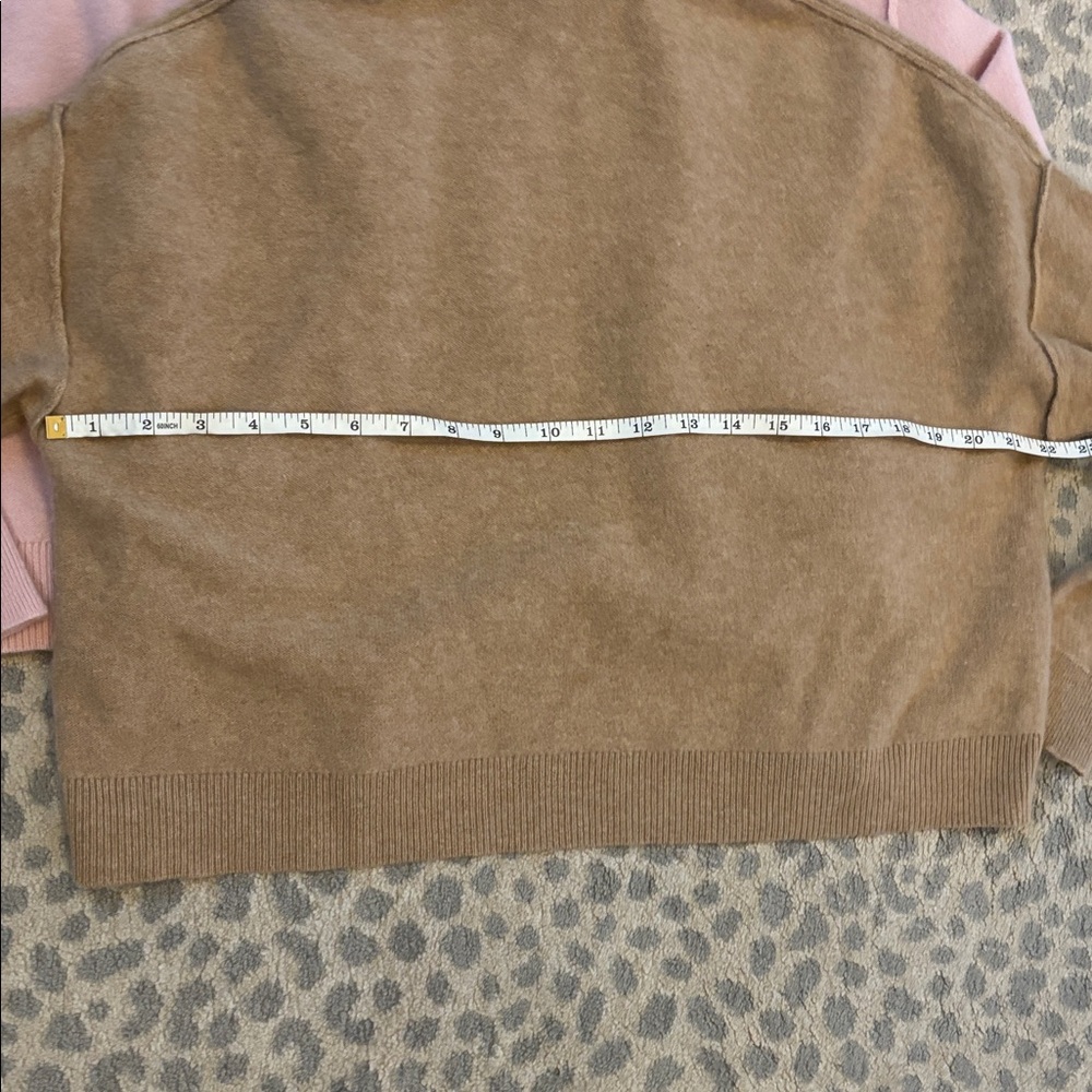 Anthropologie Pilcro Ayani Cashmere Sweater set - Chocolate brown, Pink, and Tan - Picture 4 of 15